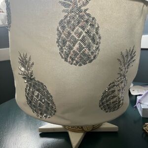 Sequin Pineapple Canvas Lampshade 9x 13 with Hole vs Clamp attachment Style